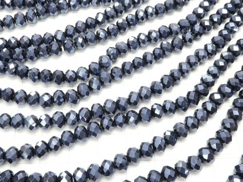 1strand $2.39! Glass Beads  Faceted Button Roundel 6 x 6 x 4 mm navy 1strand (aprx.17 inch / 43 cm)