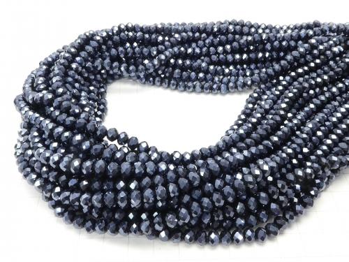 1strand $2.39! Glass Beads  Faceted Button Roundel 6 x 6 x 4 mm navy 1strand (aprx.17 inch / 43 cm)