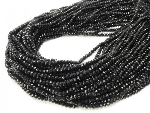 1strand $1.79! Glass Beads  Faceted Button Roundel 3 x 3 x 2 mm Black 1 strand (aprx.15 inch / 38 cm)