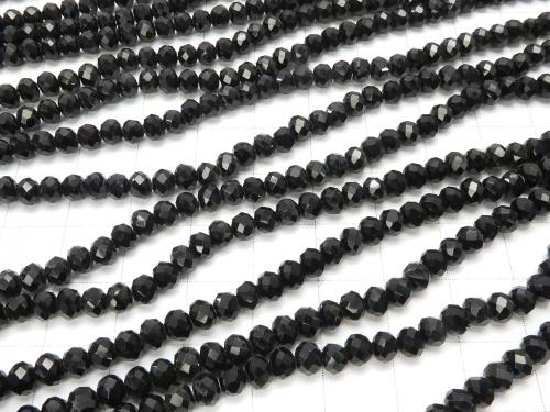 1strand $1.79! Glass Beads  Faceted Button Roundel 4 x 4 x 3 mm Black 1 strand (aprx.18 inch / 45 cm)