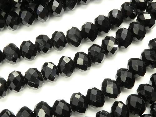 1strand $2.39! Glass Beads  Faceted Button Roundel 6 x 6 x 4 mm Black 1 strand (aprx.17 inch / 42 cm)