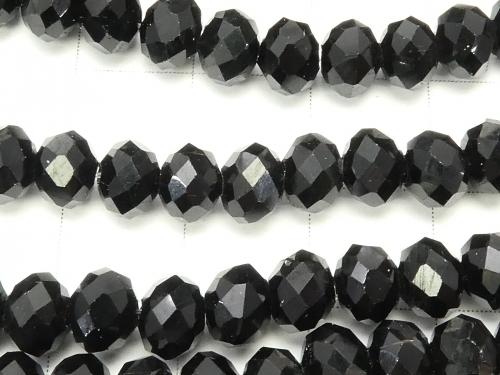 1strand $2.39! Glass Beads  Faceted Button Roundel 6 x 6 x 4 mm Black 1 strand (aprx.17 inch / 42 cm)
