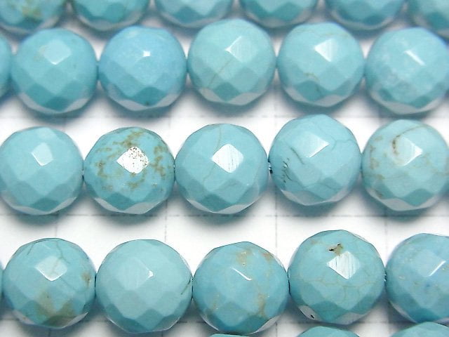 [Video]Magnesite Turquoise 64Faceted Round 8mm 1strand beads (aprx.15inch/36cm)