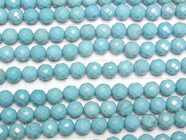 [Video]Magnesite Turquoise 64Faceted Round 8mm 1strand beads (aprx.15inch/36cm)