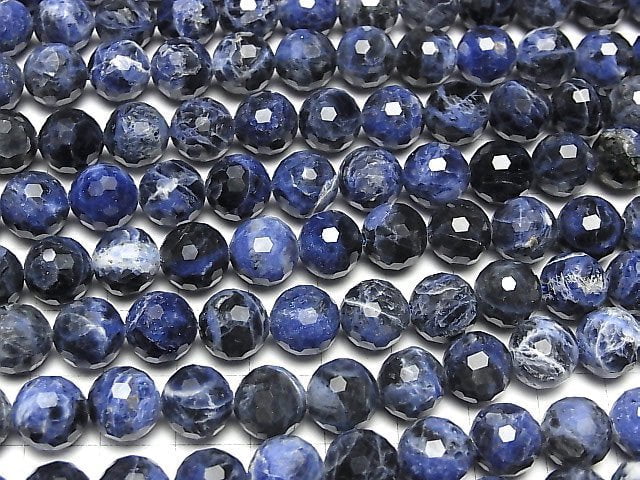 [Video] High Quality!  Sodalite AA++ 128Faceted Round 10mm half or 1strand beads (aprx.14inch/35cm)