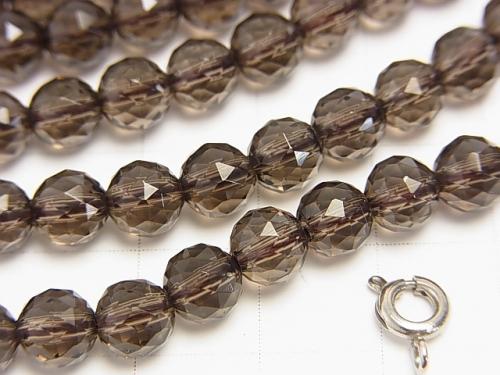 Diamond Cut!  Smoky Crystal Quartz AAA Triangle Faceted Round 6mm  half or 1strand (aprx.15inch/38cm)