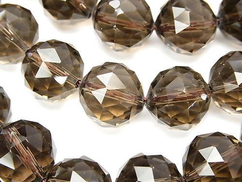 Smoky Crystal Quartz AAA Triangle Faceted Round 14mm  half or 1strand (aprx.14inch/35cm)