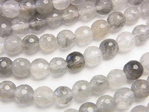 1strand $9.79! Gray Quartz AA 128 Faceted Round 6 mm 1strand (aprx.15 inch / 38 cm)