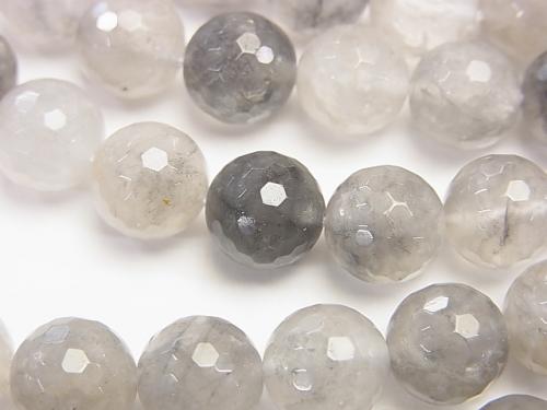 Gray Quartz AA 128 Faceted Round 10 mm half or 1 strand (aprx. 15 inch / 37 cm)