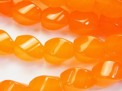 1strand $8.79! Orange Jade 4 Faceted Twist Faceted Rice 12 x 9 x 9 mm 1 strand (aprx.15 inch / 38 cm)