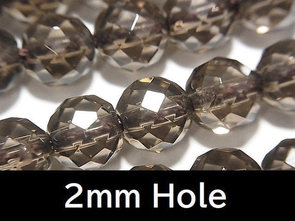 Smoky Quartz AAA 64Faceted Round 10mm [2mm hole] 1/4 or 1strand beads (aprx.15inch/37cm)