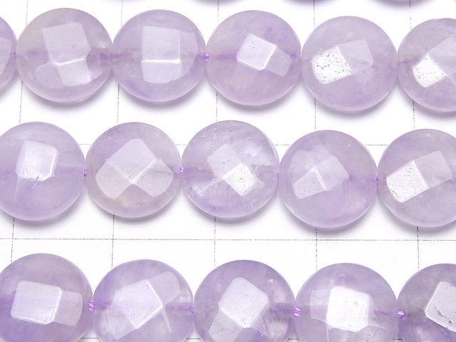 [Video] Lavender Amethyst AA++ Faceted Coin 10x10x4mm half or 1strand beads (aprx.15inch / 38cm)