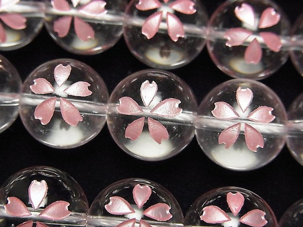 [Video] Pink cherry Carving! Crystal AAA Round 8 mm, 10 mm, 12 mm, 14 mm 1/4 or 1strand beads (aprx.15 inch / 36 cm)