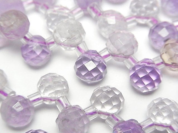 [Video] Light Color Amethyst AA++ Onion Faceted Briolette 7x7x7mm 1/4 or 1strand beads (aprx.15inch/36cm)