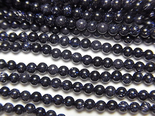[Video]Blue Golden Sand Stone Round 2-2.5mm 1strand beads (aprx.15inch/38cm)