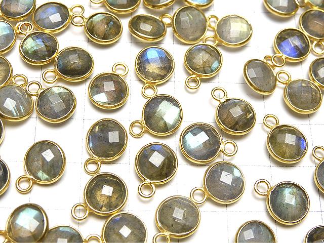 [Video] High Quality Labradorite AAA- Bezel Setting Faceted Coin 9x9mm [One Side ] 18KGP 3pcs $9.79!
