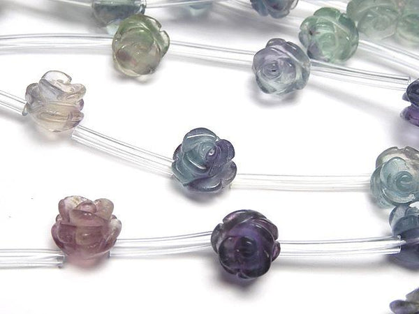 Multicolor Fluorite AAA Rose 10mm half or 1strand beads (aprx.15inch / 36cm)