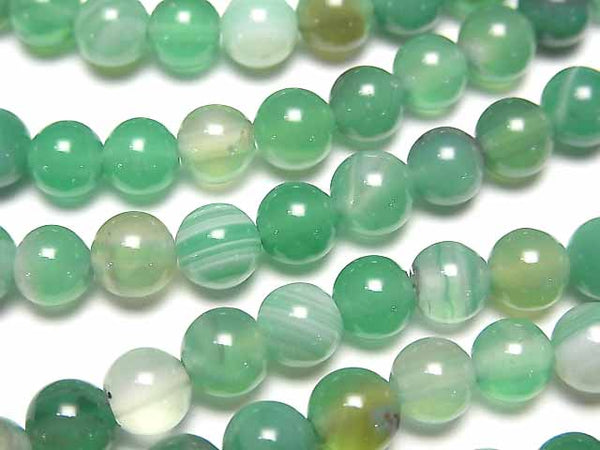 1strand $4.79! Green Stripe Agate Round 6mm 1strand beads (aprx.15inch / 36cm)
