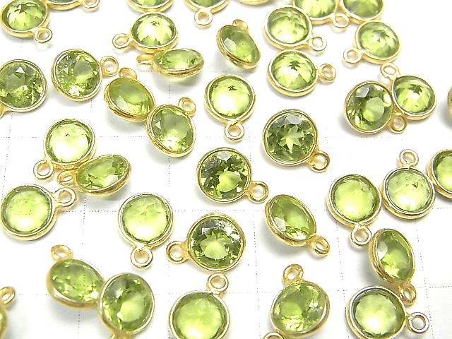 [Video] High Quality Peridot AAA Bezel Setting Coin Faceted 6x6mm 18KGP 5pcs $12.99!