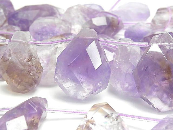 [Video] Rose Amethyst AA ++ Rough Faceted Pear Shape 3pcs, 1strand beads (aprx.13inch / 33cm)