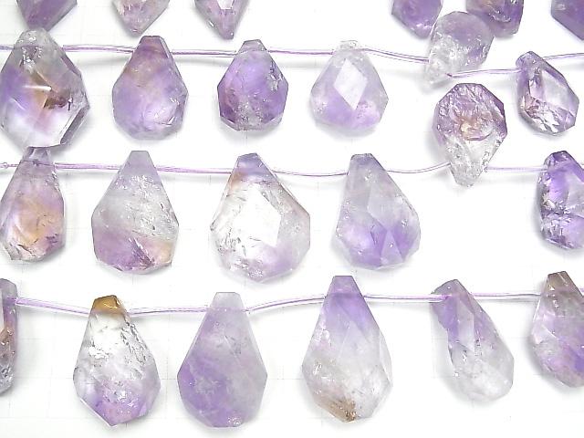 [Video] Rose Amethyst AA ++ Rough Faceted Pear Shape 3pcs, 1strand beads (aprx.13inch / 33cm)