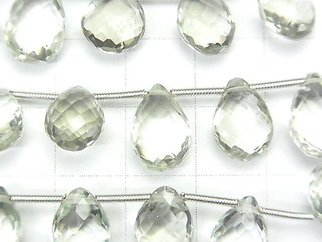 [Video] High Quality Green Amethyst AAA Pear shape Faceted Briolette 1strand (15pcs