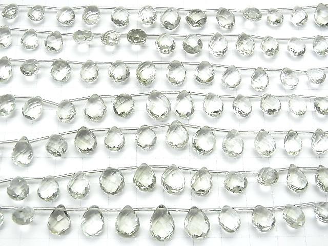 [Video] High Quality Green Amethyst AAA Pear shape Faceted Briolette 1strand (15pcs