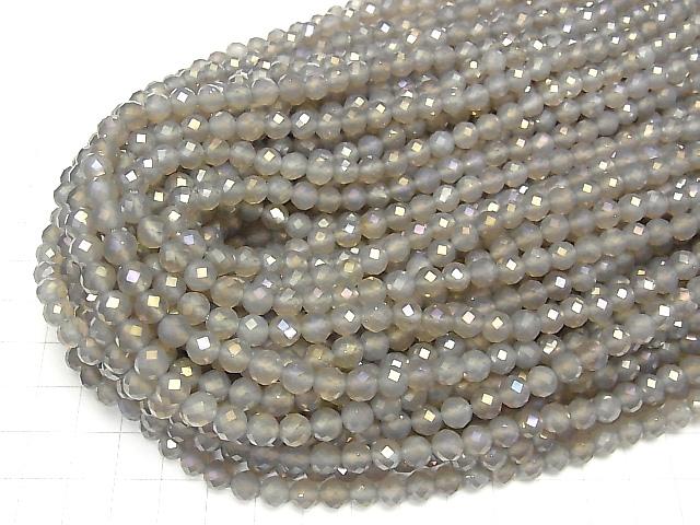 1strand $7.79! Flash, gray Onyx 64Faceted Round 6mm 1strand beads (aprx.15inch / 38cm)
