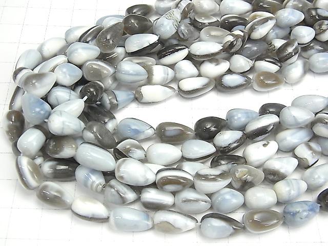v Striped Blue Opal AA ++ Vertical Hole Drop (Smooth) half or 1strand beads (aprx.14inch / 34cm)