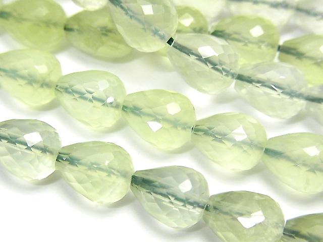 [Video] Prehnite AAA Vertical Hole Faceted Drop 10x8x8mm 1/4 or 1strand beads (aprx.15inch/38cm)