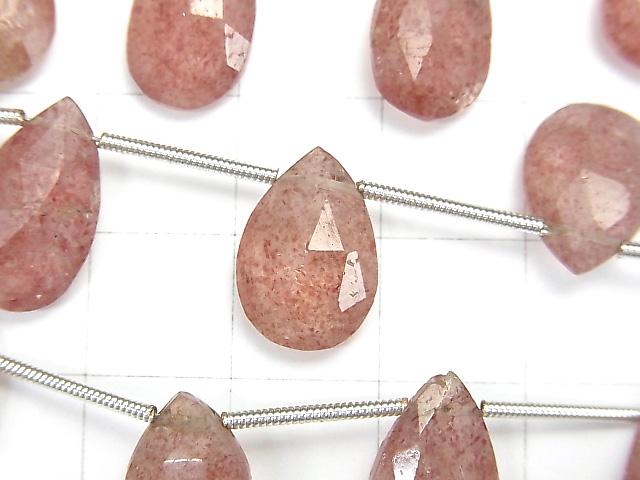 [Video] High Quality Pink Epidot AA++ Pear shape Faceted Briolette 1strand beads (aprx. 6inch / 15cm)