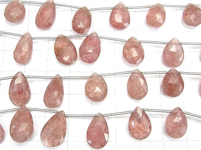 [Video] High Quality Pink Epidot AA++ Pear shape Faceted Briolette 1strand beads (aprx. 6inch / 15cm)