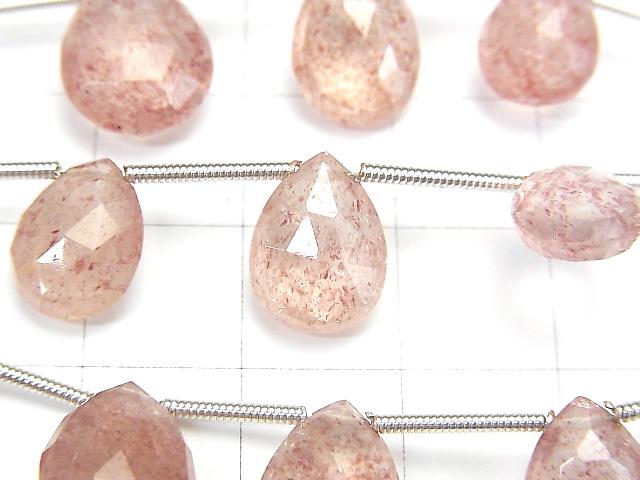 [Video] High Quality Pink Epidote AA++ Pear shape Faceted Briolette 1strand beads (aprx.6inch / 15cm)
