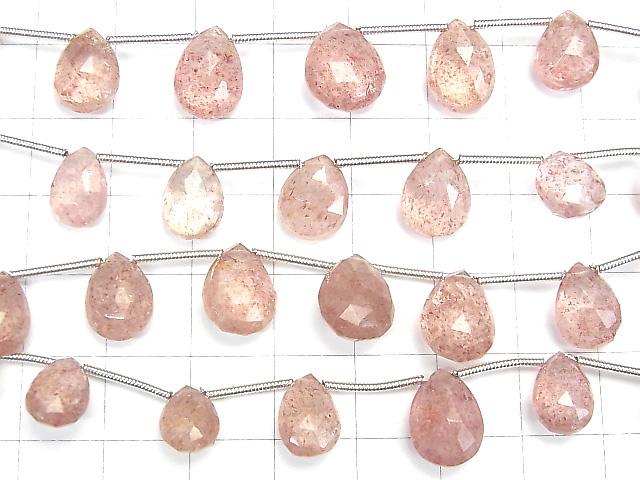 [Video] High Quality Pink Epidote AA++ Pear shape Faceted Briolette 1strand beads (aprx.6inch / 15cm)