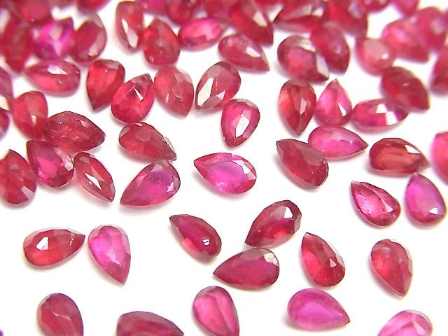 [Video] Ruby AA++ Undrilled Pear shape Faceted 5x3mm 10pcs $15.99!