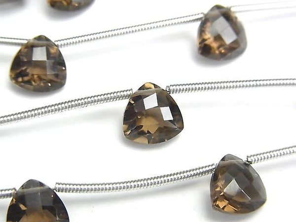 [Video] High Quality Smoky Quartz AAA Faceted Triangle 8x8x5mm 1strand (5pcs )