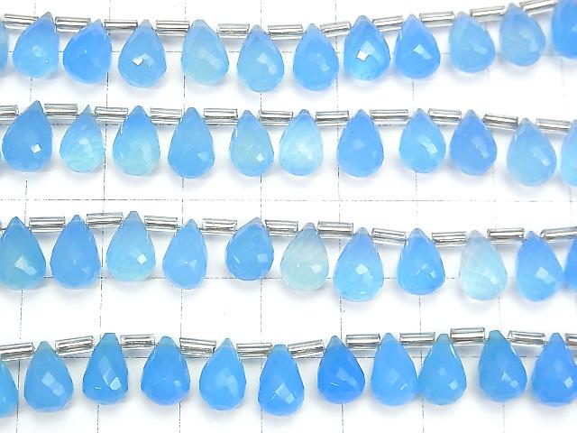 [Video] High Quality Blue Chalcedony AAA Drop Faceted Briolette 9 x 6 x 6 mm half or 1 strand beads (aprx.7 inch / 18 cm)