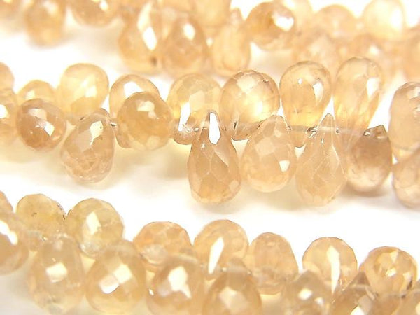 [Video] Natural Zircon AAA - AA ++ Drop Faceted Briolette Brown 1/4 or 1strand beads (aprx.7 inch / 18 cm)