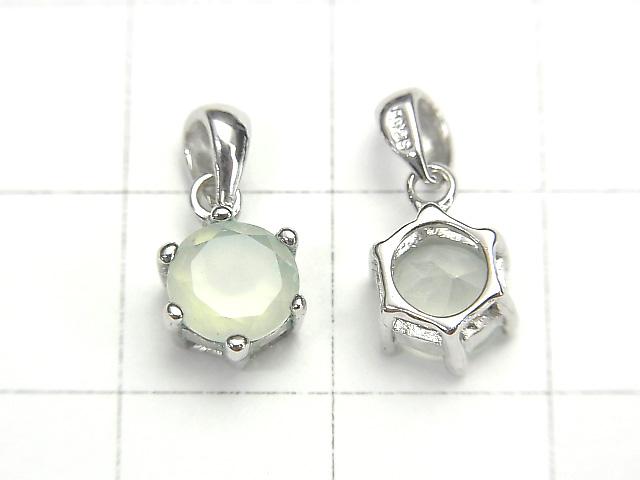 [Video] High Quality pastel green color Chalcedony AAA Brilliant Cut Pendant 8 x 7 x 5 mm Silver 925