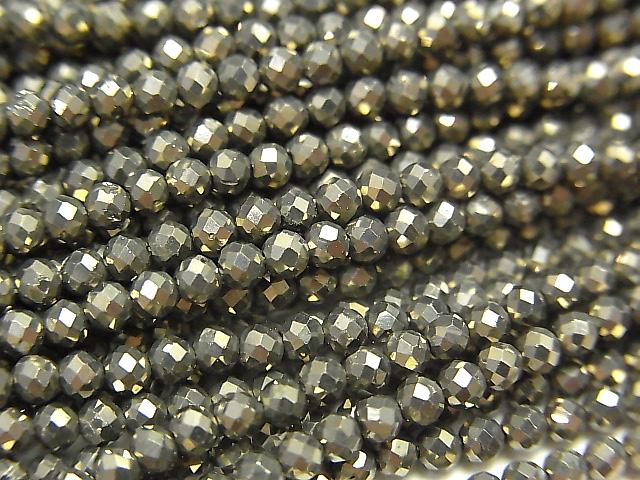 [Video] High Quality! 2pcs $7.79! Golden Pyrite AAA Faceted Round 2mm 1strand beads (aprx.15inch / 38cm)