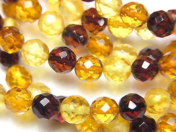 [Video] Baltic Amber 64 Faceted Round 6mm Multicolor 1strand (Bracelet)