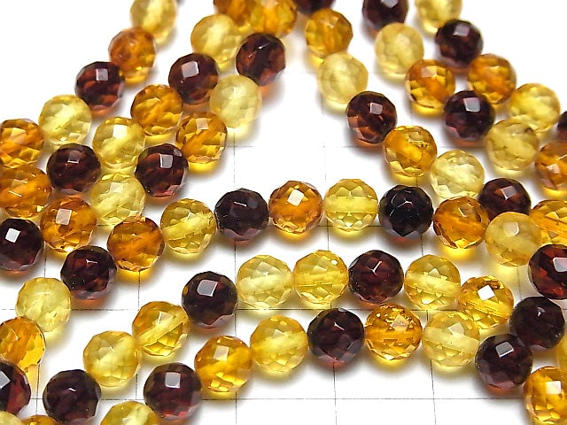 [Video] Baltic Amber 64 Faceted Round 6mm Multicolor 1strand (Bracelet)