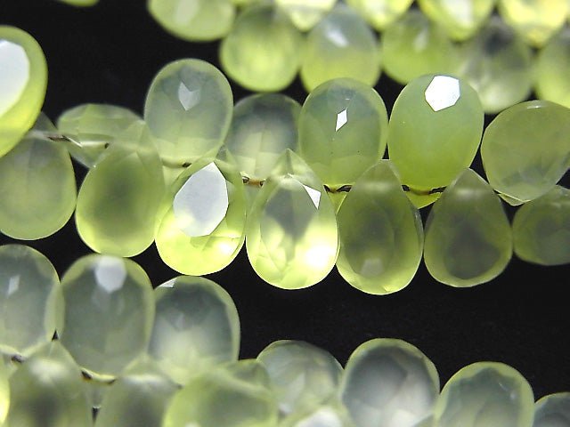 [Video] High Quality Light Green Chalcedony AAA Pear shape Faceted 8 x 5 x 3 mm 1/4 or 1strand beads (aprx.7 inch / 17 cm)