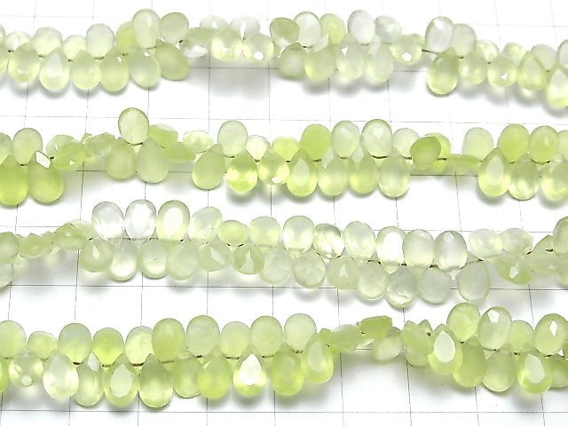 [Video] High Quality Light Green Chalcedony AAA Pear shape Faceted 8 x 5 x 3 mm 1/4 or 1strand beads (aprx.7 inch / 17 cm)