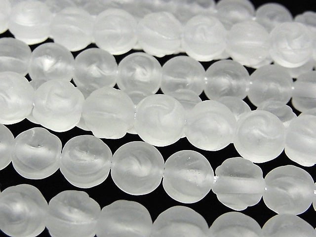 Frosted Crystal Quartz AAA Round Rose Cut 8mm half or 1strand beads (aprx.15inch/36cm)