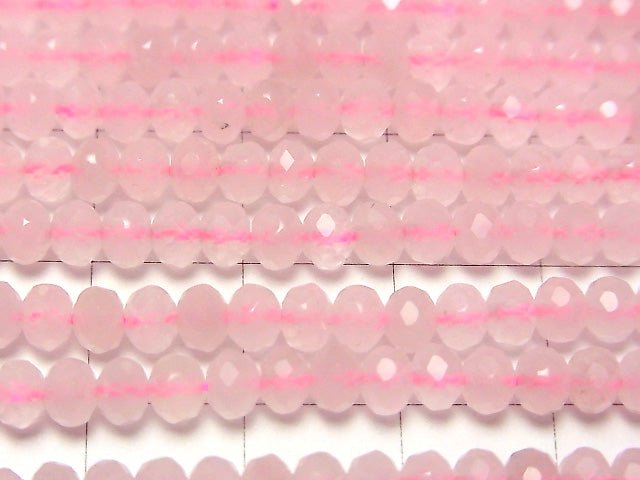 [Video] High Quality! Rose Quartz AA++ Faceted Button Roundel 4x4x3mm 1strand beads (aprx.15inch/38cm)