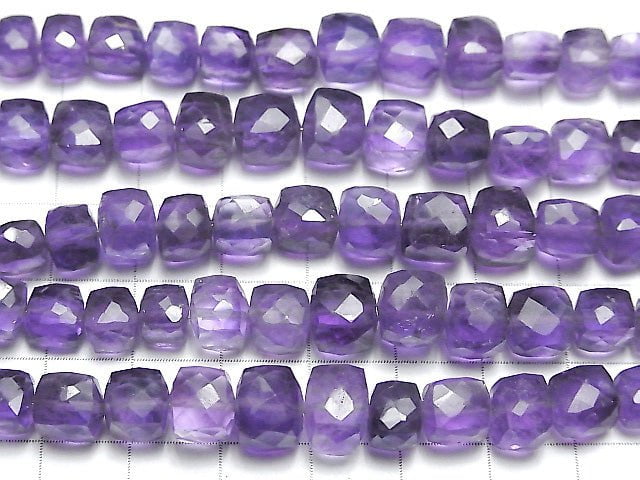 [Video] High Quality light color Amethyst AA ++ Cube Shape half or 1strand beads (aprx.7inch / 18 cm)
