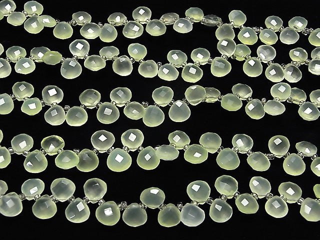 [Video] High Quality Light Green Chalcedony AAA Chestnut Faceted Briolette 8 x 8 x 4 mm half or 1 strand (apr x 6 inch / 15 cm)
