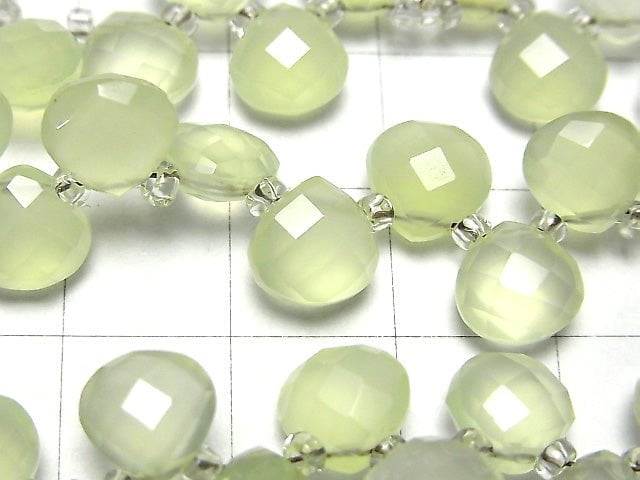[Video] High Quality Light Green Chalcedony AAA Chestnut Faceted Briolette 8 x 8 x 4 mm half or 1 strand (apr x 6 inch / 15 cm)