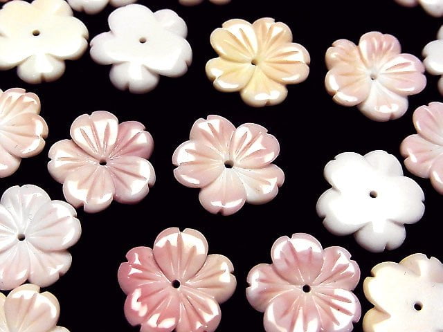 [Video] Queen Conch Shell AAA - AAA - Flower (cherry) Carving 15 mm central hole 2 pcs $6.39!